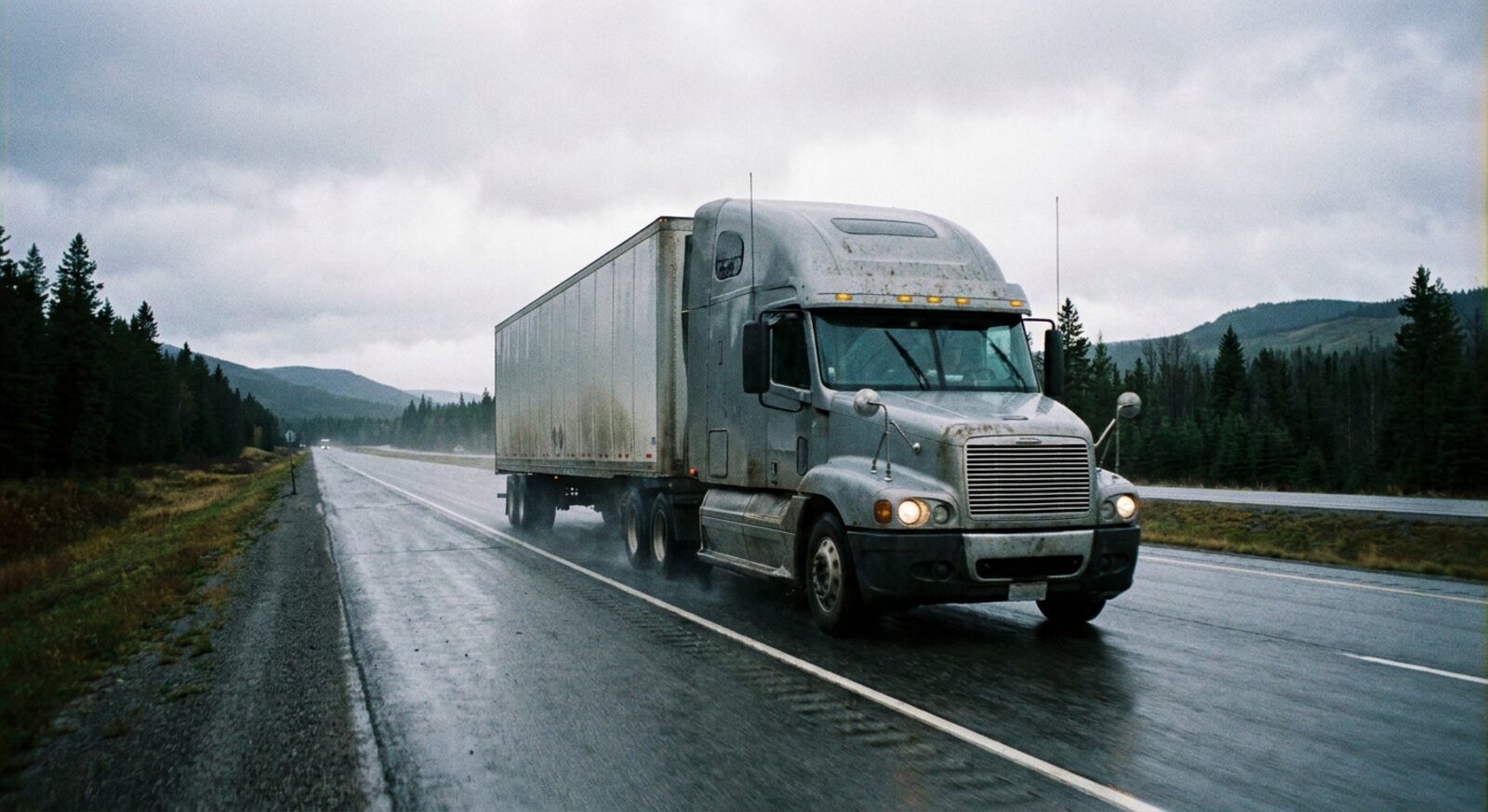Tractor-trailer on the interstate